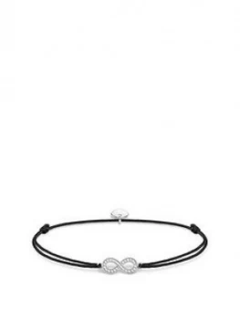 Thomas Sabo Little Secrets Sterling Silver Cubic Zirconia Infinity Black Adjustable Bracelet, One Colour, Women