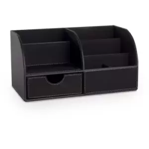 Faux Leather Desk Organiser Black - Pukkr