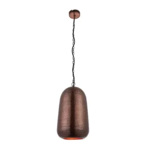 1 Light Dome Ceiling Pendant Antique Copper, E27