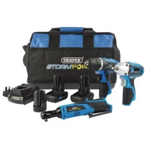 Draper Storm Force&amp;#174; 10.8V Power Interchange Drill Driver Kit (+2x 4Ah Batteries, 1 x 1.5Ah battery, Charger and Bag)