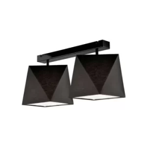 Carla Semi Flush Light, Fabric Shade Black, 2x E27