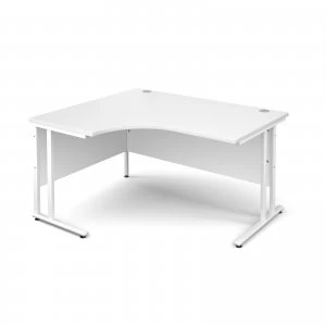 Maestro 25 WL Left Hand Ergonomic Desk 1400mm - White Cantilever Frame