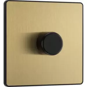 BG Evolve Brushed (Black Ins) Trailing Edge LED 200W Single Dimmer Switch, 2-Way Push On/Off in Brass Steel