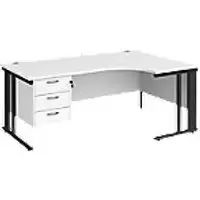 Dams International Right Hand Ergonomic Desk MCM18ERP3KWH 1,800 x 1,200 x 725 mm