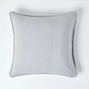 Homescapes - Cotton Rajput Ribbed Silver Grey Cushion Cover, 60 x 60cm - Grey