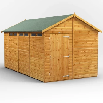 14x8 Power Apex Security Shed - Brown