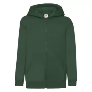 Fruit Of The Loom Childrens/Kids Unisex Hooded Sweatshirt Jacket (7-8) (Bottle Green)