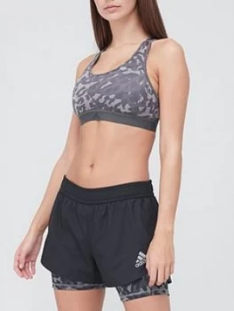 adidas Believe This All Over Print Sports Bra - Black , Grey, Size 2XL, Women