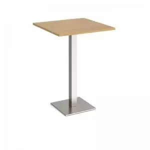 Brescia square poseur table with flat square brushed steel base 800mm