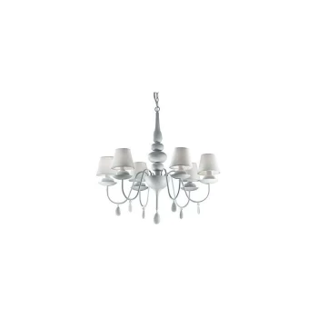 Ideal Lux Blanche - 6 Light Multi Arm Chandelier White Finish, E14