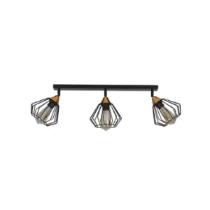 Vesta Black Ceiling Spotlight Bar Wire Shades 3x E27