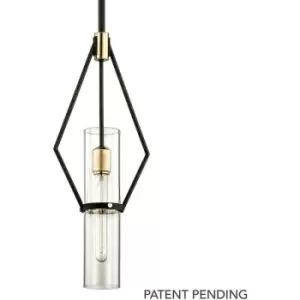 Raef 1 Light Mini Pendant Textured Bronze Brushed Brass, Glass