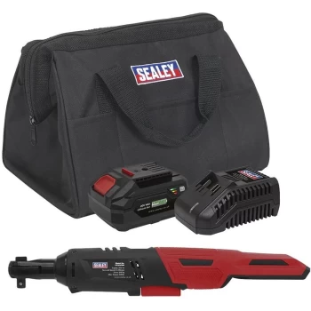 Sealey - CP20VRWKIT1 Cordless Ratchet Wrench Kit 3/8'Sq Drive 60Nm 20V 4Ah