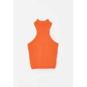 Missguided Knit Racer Neck Rib Crop - Orange