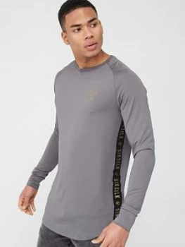 SikSilk Taped Performance Crew, Grey, Size XL, Men