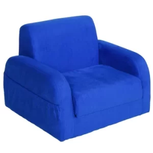 HOMCOM Kids Flannel Upholstered 2-in-1 Armchair Lounger Blue