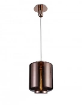 Ceiling Pendant 30cm Round, 1 x E27 (Max 40W), Copper , Rose Gold Glass