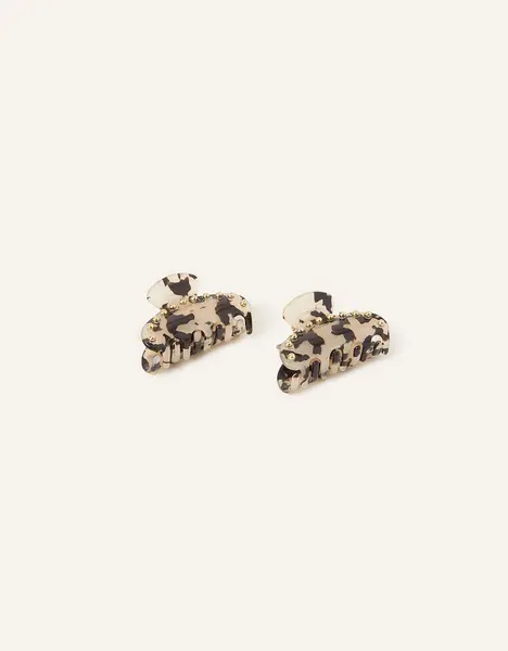 Accessorize Small Studded Tortoiseshell Claw Clips Set of Two Brown