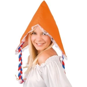 Adult Hat With Hair (White/Orange)