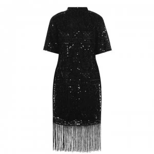 Biba Fringe Hem Dress - Black