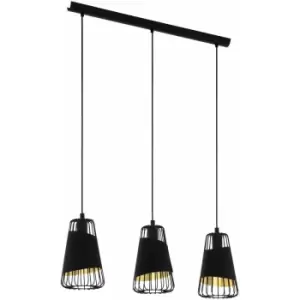 Hanging Ceiling Pendant Light Black & Gold 3 x 60W E27 Kitchen Island Lamp