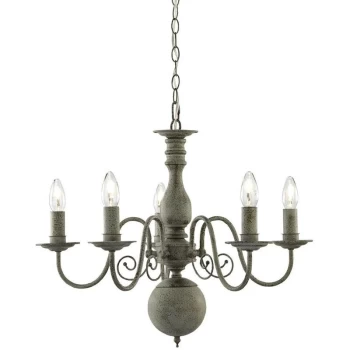 Searchlight Lighting - Searchlight Greythorne - 5 Light Multi Arm Ceiling Pendant Grey, E14