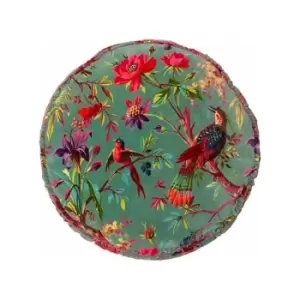 Riva Paoletti Paradise Faux Velvet Round Cushion Cover, Mineral, 50 Cm Diameter