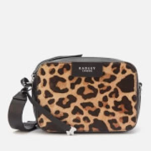 Radley Womens Alba Place Faux Leopard Small Cross Body Bag Zip Around - Black