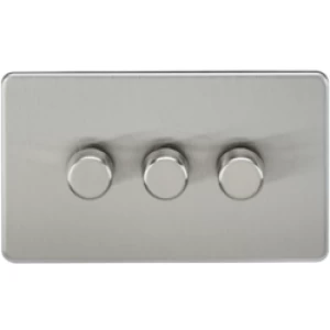 KnightsBridge 60-400W 3G 2 Way Screwless Brushed Chrome 230V Electric Dimmer Switch