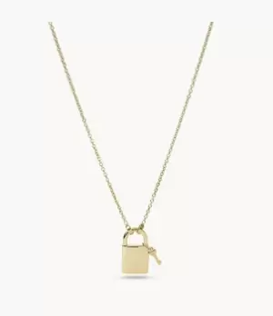 Fossil Women Lane Engravable Gold-Tone Stainless Steel Station Necklace