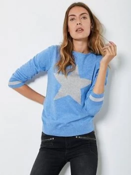 Mint Velvet Metallic Star Front Jumper - Blue