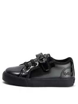 Kickers Tovni Lo Vel Bloom Patent School Plimsoll, Black, Size 10 Younger