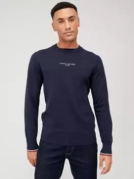 Tommy Hilfiger Embroidered Crew Neck Sweater - Navy, Size XL, Men