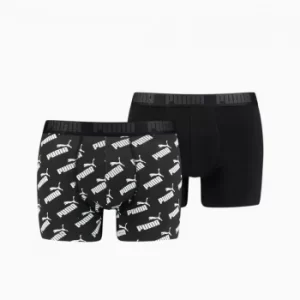 PUMA Mens All-Over-Print Logo Boxer 2 Pack, Black, size Small, Clothing