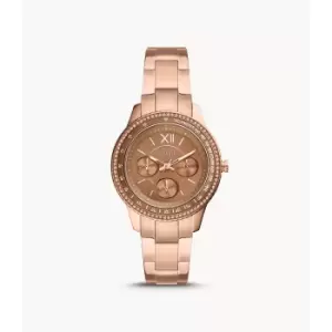 Fossil Womens Stella Sport Multifunction Rose Gold-Tone Stainless Steel Watch - Rose Gold