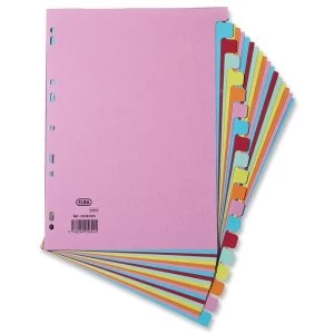 Elba A4 Card Dividers Europunched 20 Part Assorted Single