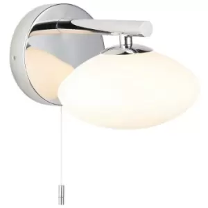 Merano Oristano Bathroom Glass Wall Lamp, Chrome Plate, Opal Glass, IP44