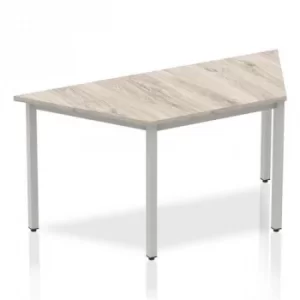 Impulse Trapezium Table 1600 Grey Oak Box Frame Leg Silver