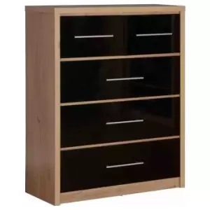 Seville 2 Over 3 Drawer Chest Black