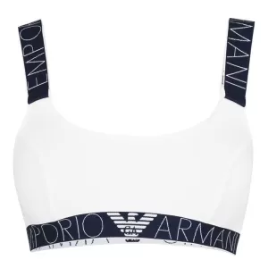 Emporio Armani Logo Band Bralette Bra White Size L Women