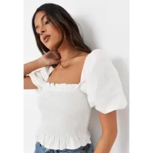 Missguided It Shirred Blouse - White