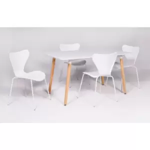 Out & out Bailey 140cm Dining Table Set with 4 Fleur Chairs in White