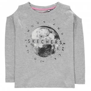 Skechers Cold Shoulder Long Sleeve T Shirt Junior Girls - Grey Marl