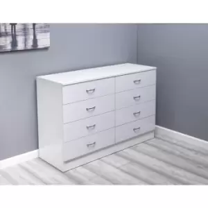 Chilton Modern 8 Drawer Chest of Drawers - White Gloss - White