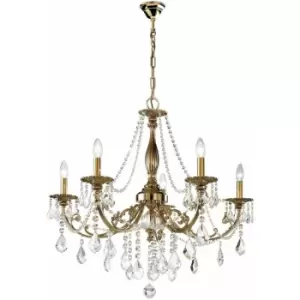 Kolarz Pisani Crystal Crystal Multi Arm Chandeliers 5 Light Antique Brass