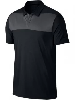 Mens Nike Color Block Dry Polo Left Sleeve Black