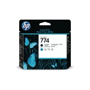 HP 774 Matte Black and Cyan Printhead