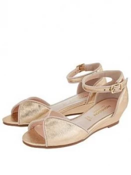 Monsoon Girls Dawn Shimmer Wedge Sandals - Gold, Size 8 Younger