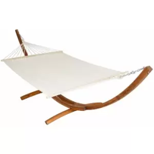 Standing hammock with wooden frame xxl (2 people) - garden hammock, free standing hammock, double hammock - white