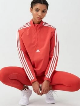 Adidas Woven 3 Stripe 1/2 Zip - Red